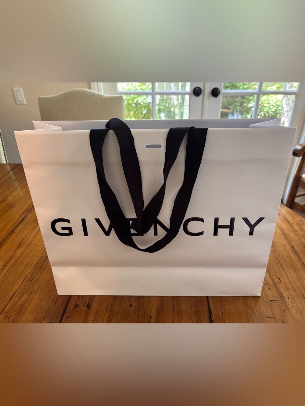 Givenchy Black Logo on White Paper Shopping Bag